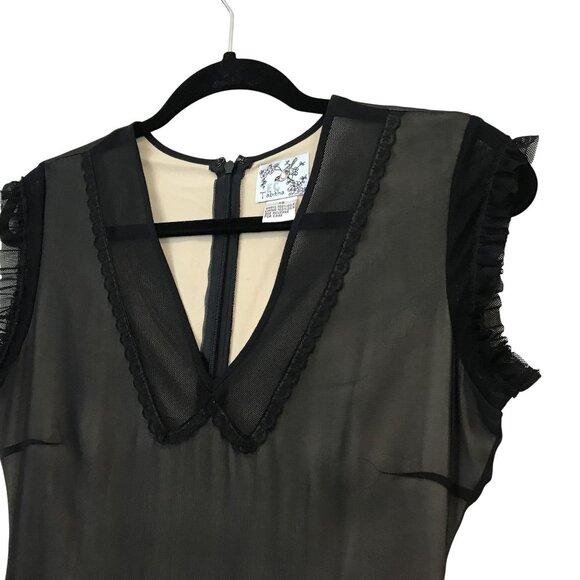 Tabitha XS Black Sheer V-Neck Sleeveless 100% Silk Dress Elegant Anthropologie - Picture 6 of 11